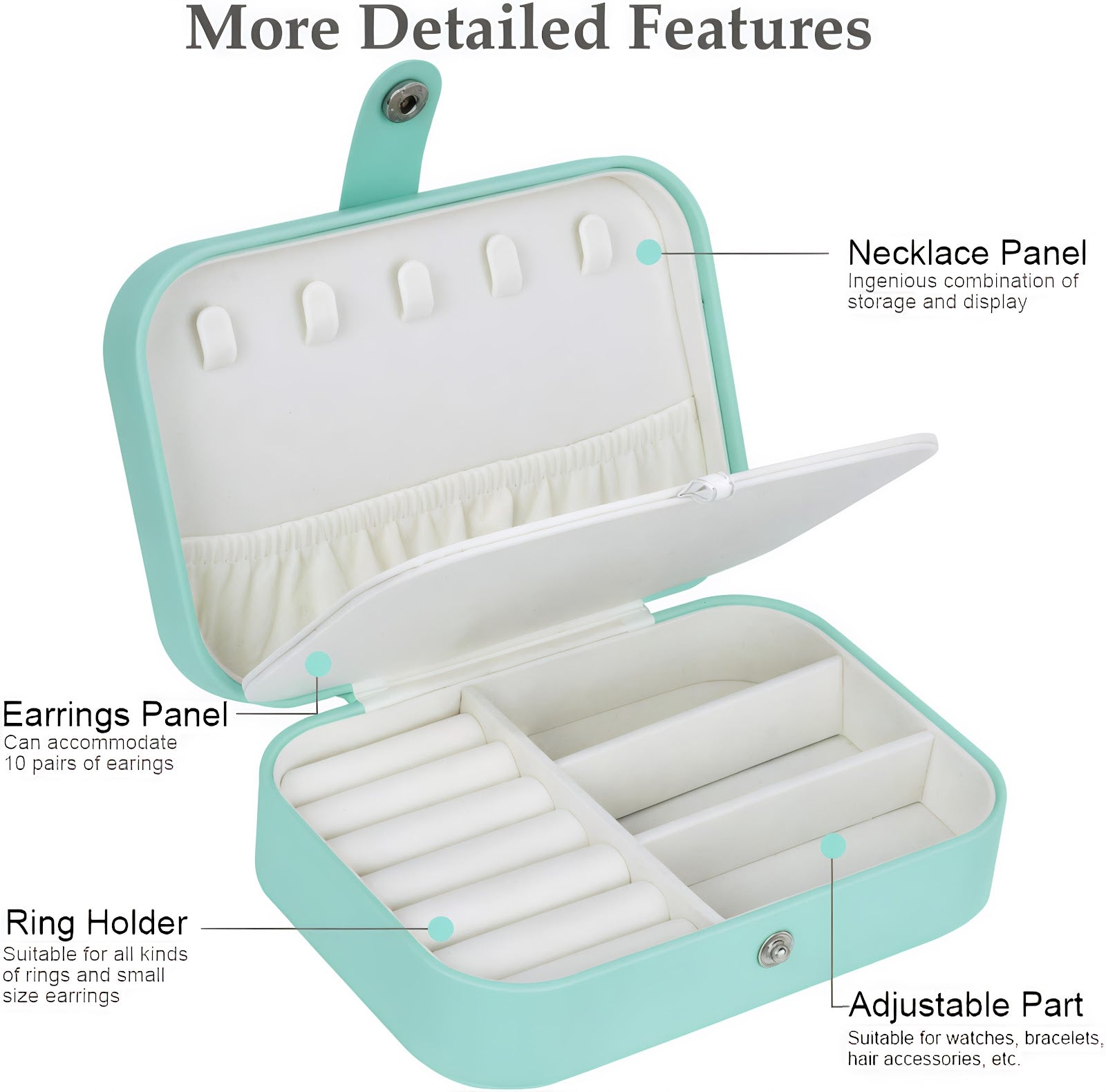 Lazer Jewellery Organiser PU Leather Zipper Portable Storage Box Case with Dividers Container for Rings, Earrings, Necklace Home Organizer