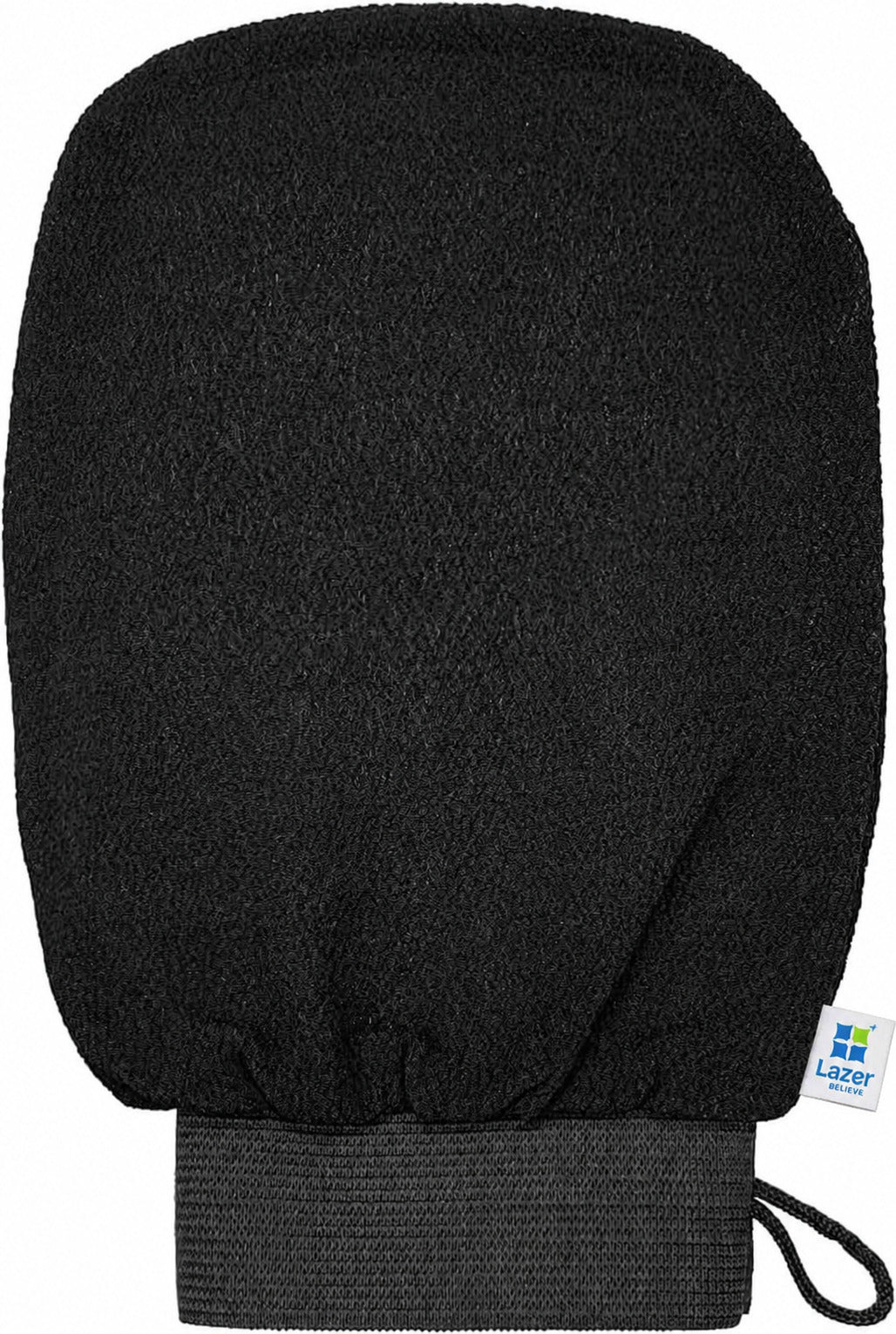 Lazer Exfoliating Body Scrub Gloves, Loofah for Men and Women, Gentle On Skin, Easy To Use, Removes Dead Skin, Blackheads, Impurities, Sustainable Hand Bathing Gloves (Black)