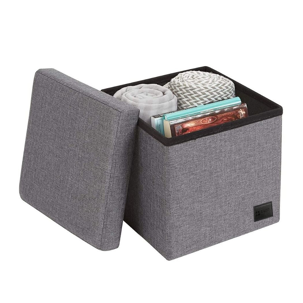 Lazer Linen Folding Organizer Ottoman Storage Bench Footrest