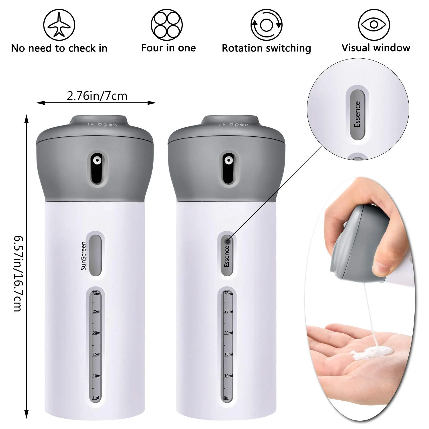 Lazer Travel Bottle Dispenser Set (40 ml Each)