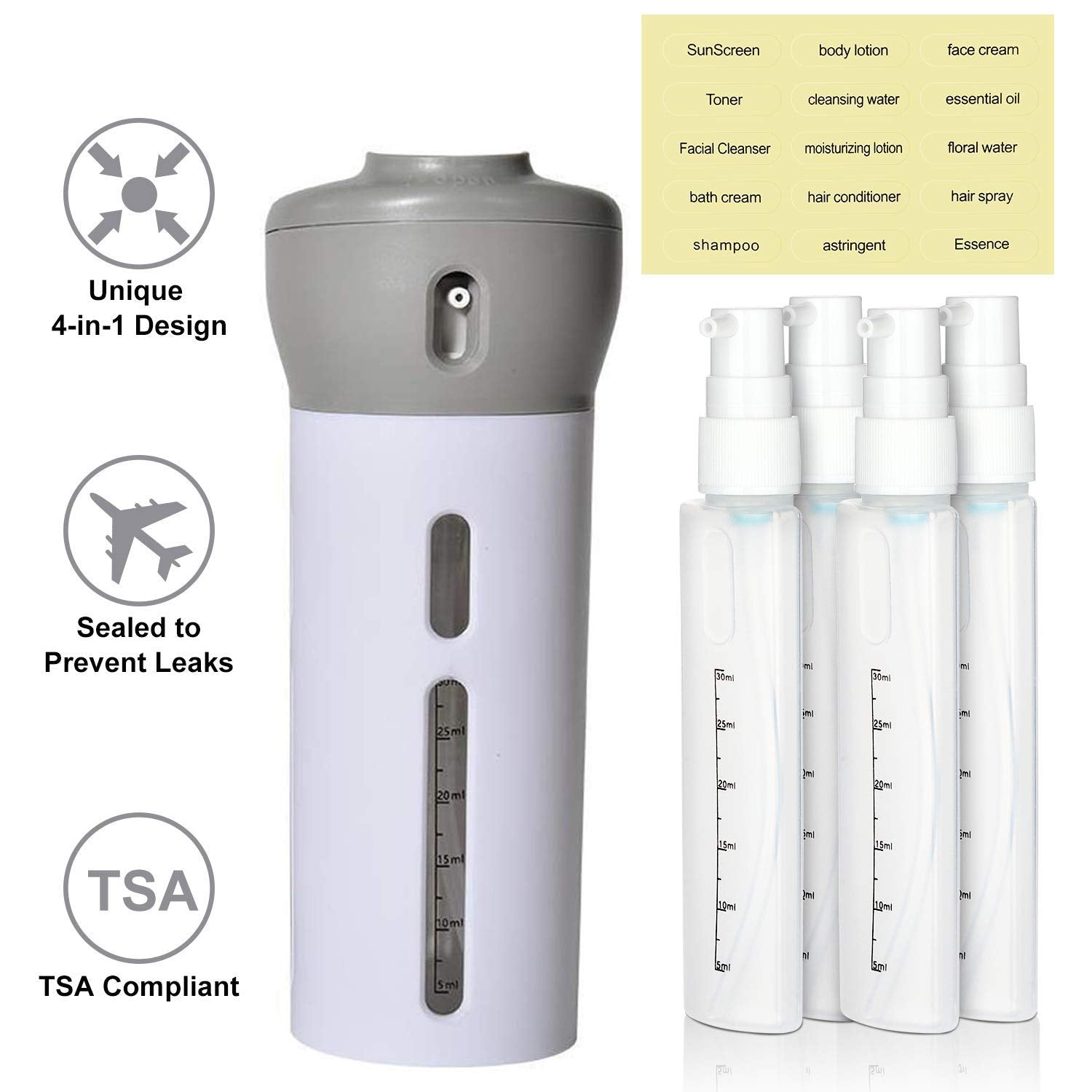 Lazer Travel Bottle Dispenser Set (40 ml Each)