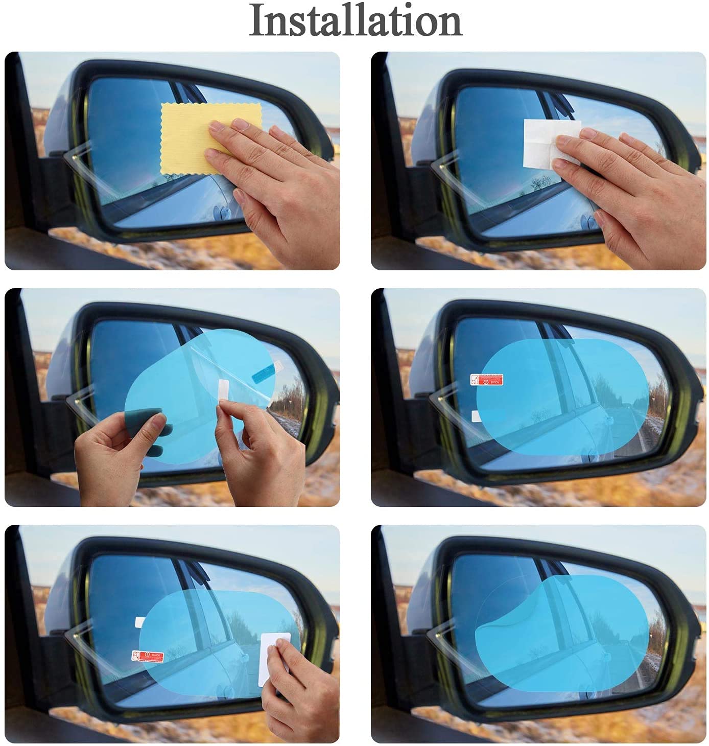 Lazer Universal Rear-View Mirror Protective Film – Waterproof, Anti-Fog, Rainproof Anti-Water Sticker (Oval - 2 PCs)