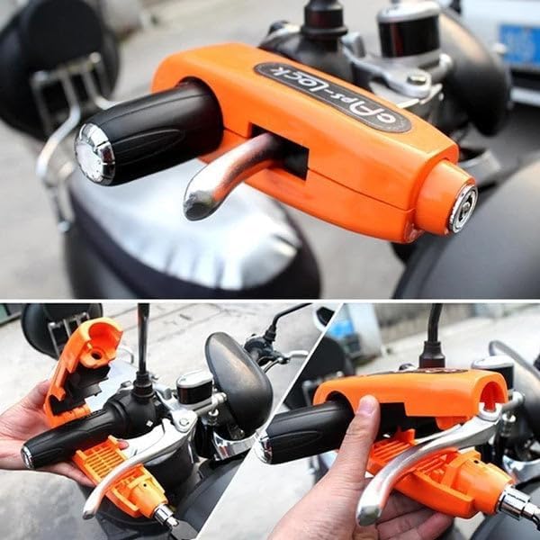 Lazer Stainless Steel Matt Finish Heavy Duty Bike Brake Keypad Lock Locking System By Holding Handle Bar With Brake Lever - For All Bikes And Scooters |(Multicolor)