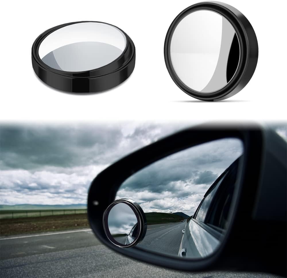 Lazer Round HD Glass Convex Side Blind Spot Mirrors – 360° Wide Angle Rearview Mirrors, for Cars, SUVs, and Trucks (2 Inches)