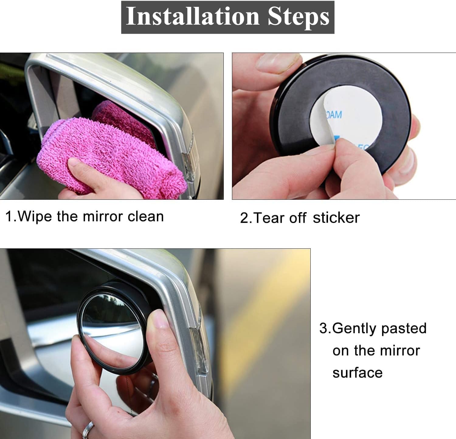 Lazer Round HD Glass Convex Side Blind Spot Mirrors – 360° Wide Angle Rearview Mirrors, for Cars, SUVs, and Trucks (2 Inches)