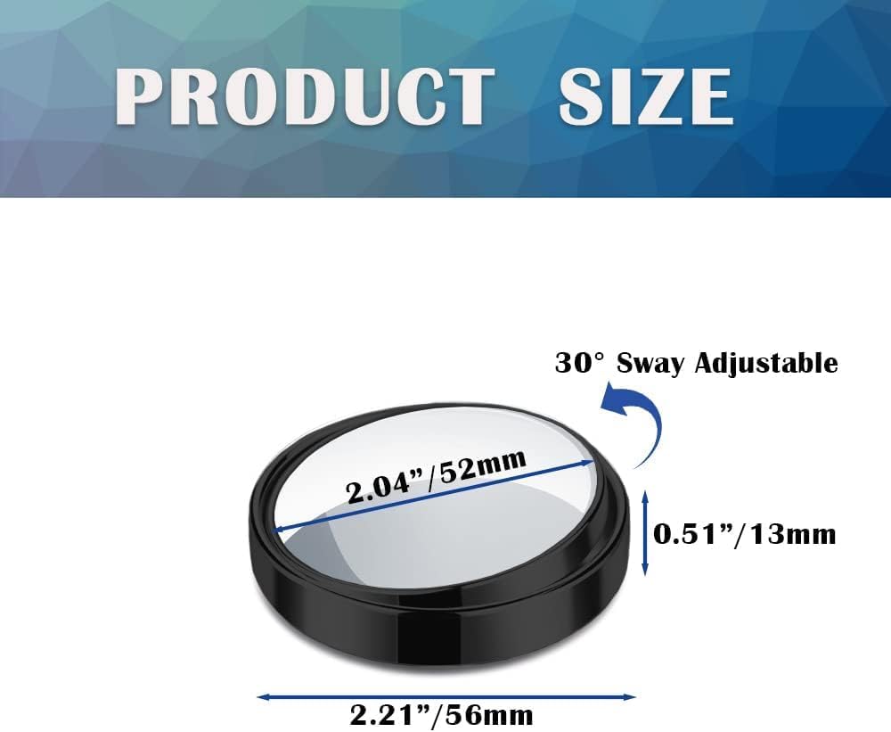 Lazer Round HD Glass Convex Side Blind Spot Mirrors – 360° Wide Angle Rearview Mirrors, for Cars, SUVs, and Trucks (2 Inches)