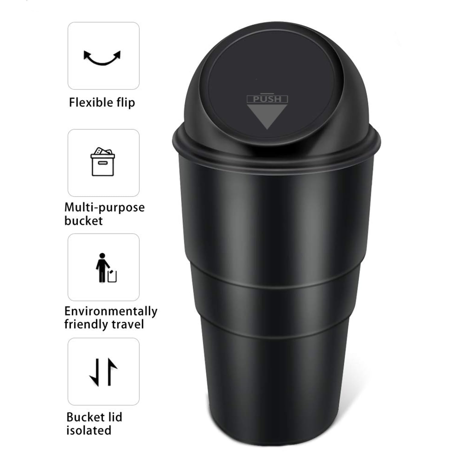 Lazer Portable Car Dustbin – Mini Plastic Trash Can for Cars (Black)