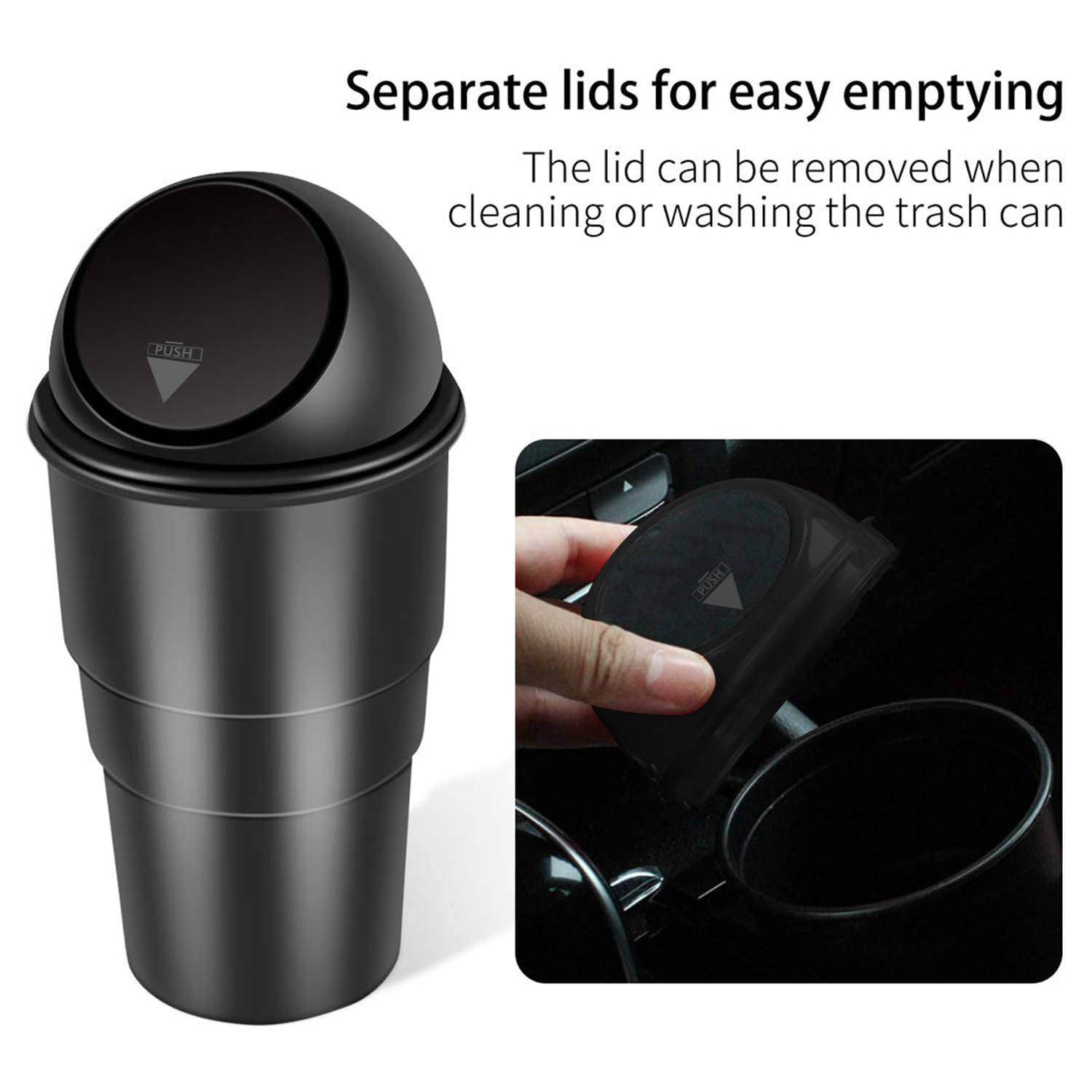 Lazer Portable Car Dustbin – Mini Plastic Trash Can for Cars (Black)