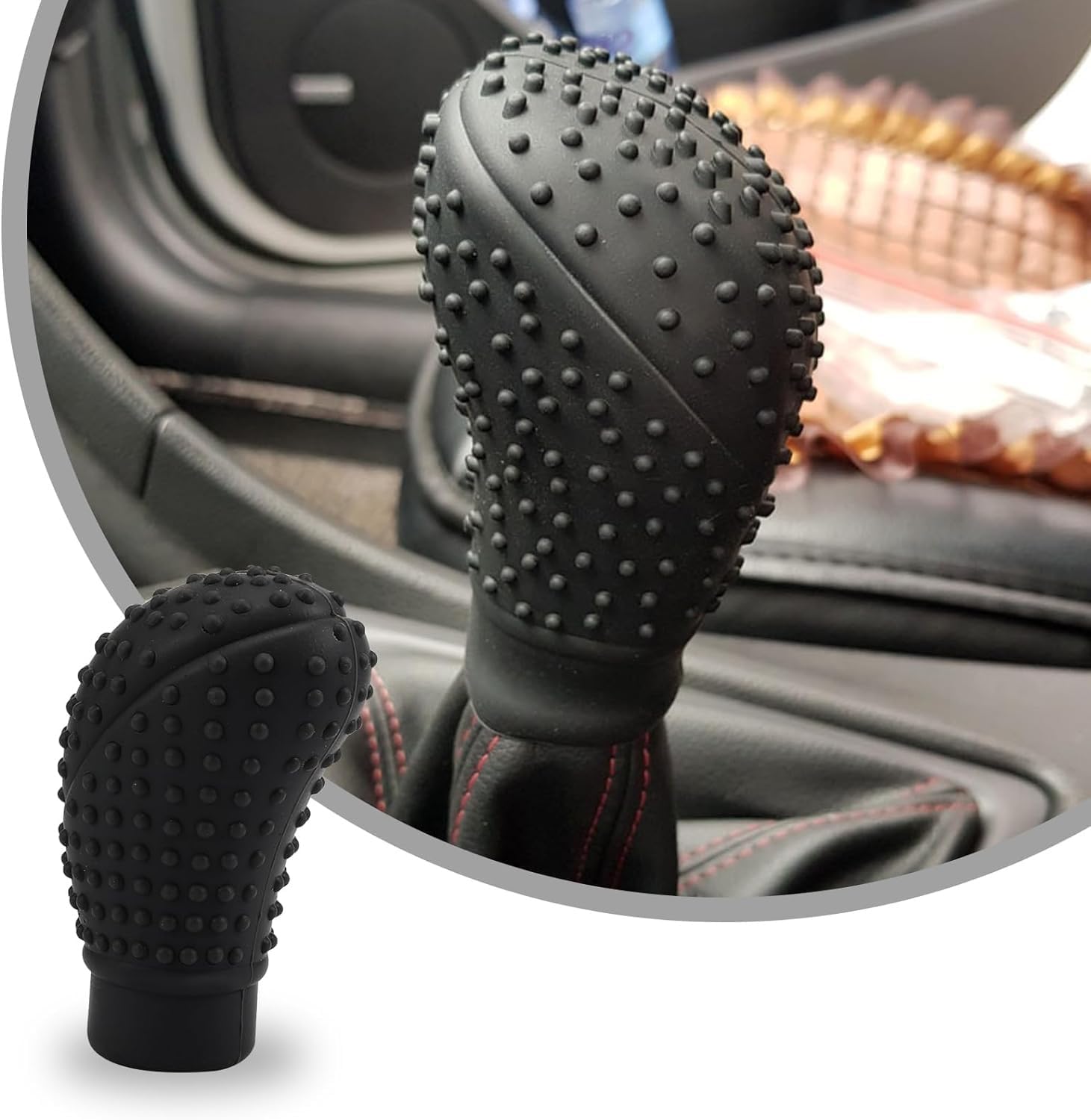 Lazer Car Gear Knob Protector Silicone Grip Shifter Cover for Anti-Scratch Knob Cover and Dust Proof Nonslip Gear Cover for Car Universal Fit Silicon Knob Stylish- Hockey (Black)