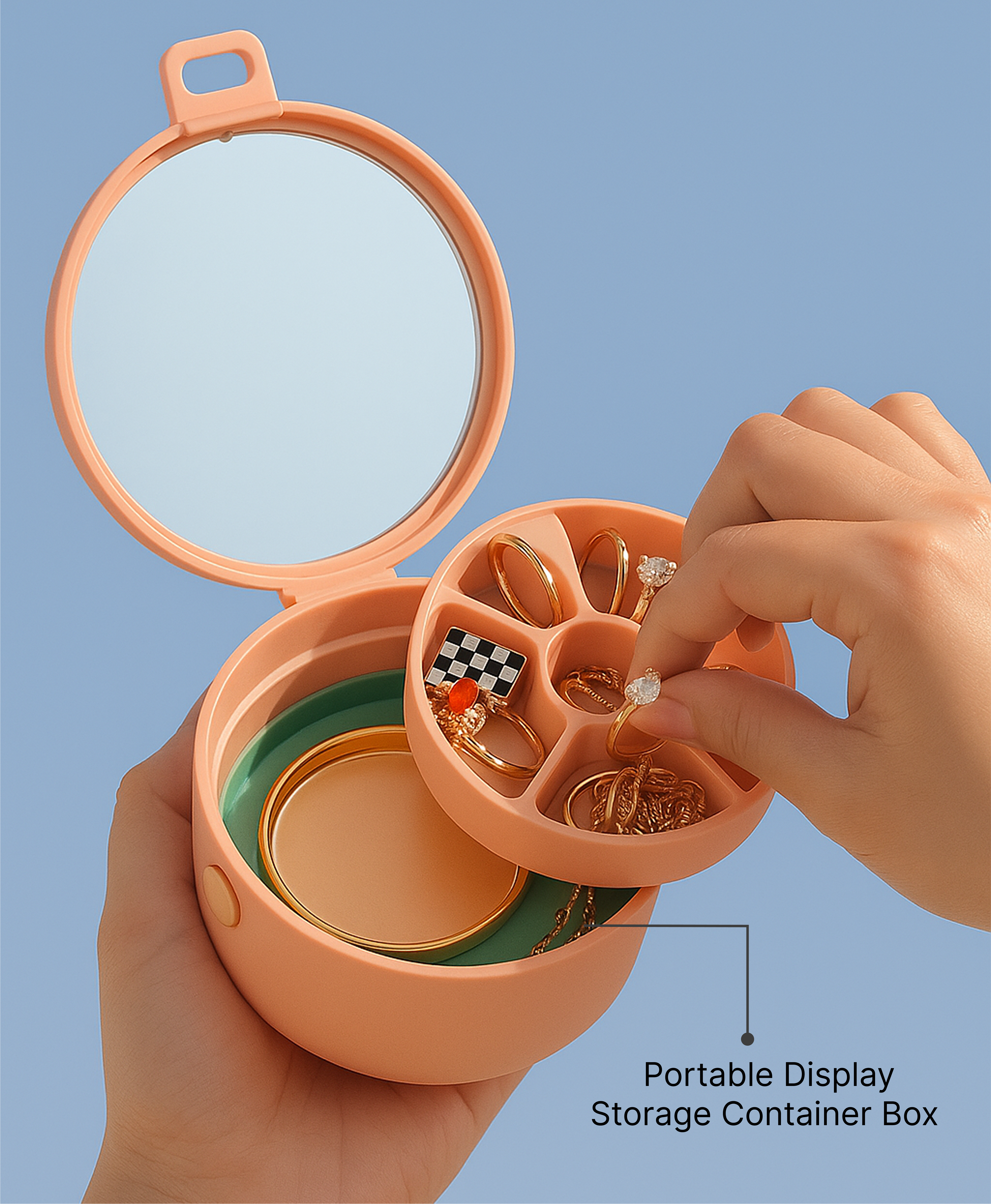 Lazer Mini Portable Jewellery Box Organized with Mirror, Portable Display Storage Container Box with Removable Compartments For Rings, Earrings, Necklaces, Gifts