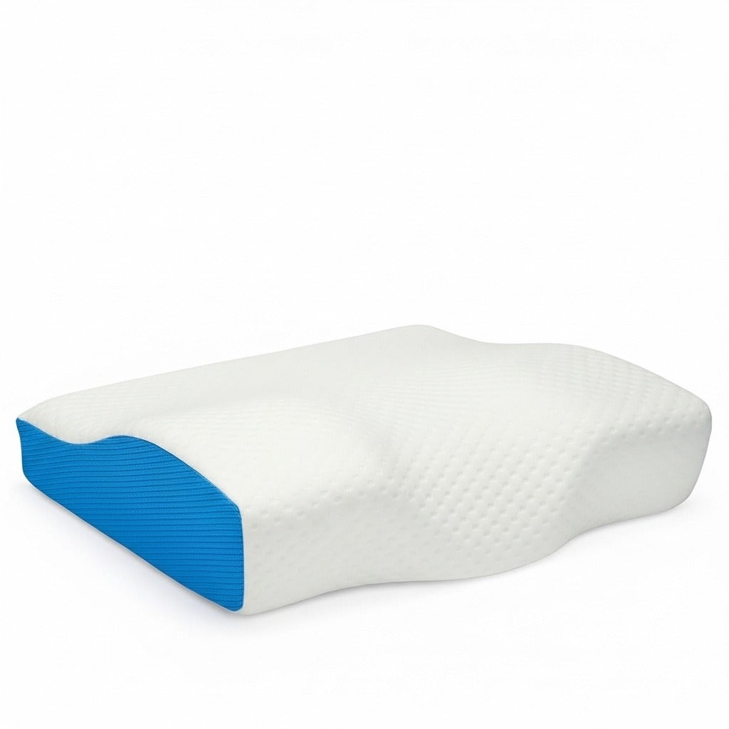 Lazer Memory Foam Cervical Neck Pillow – Orthopedic Contour Design for Neck Pain Relief & Spinal Alignment | 19x11x3.5 Inch | White Jacquard Cover