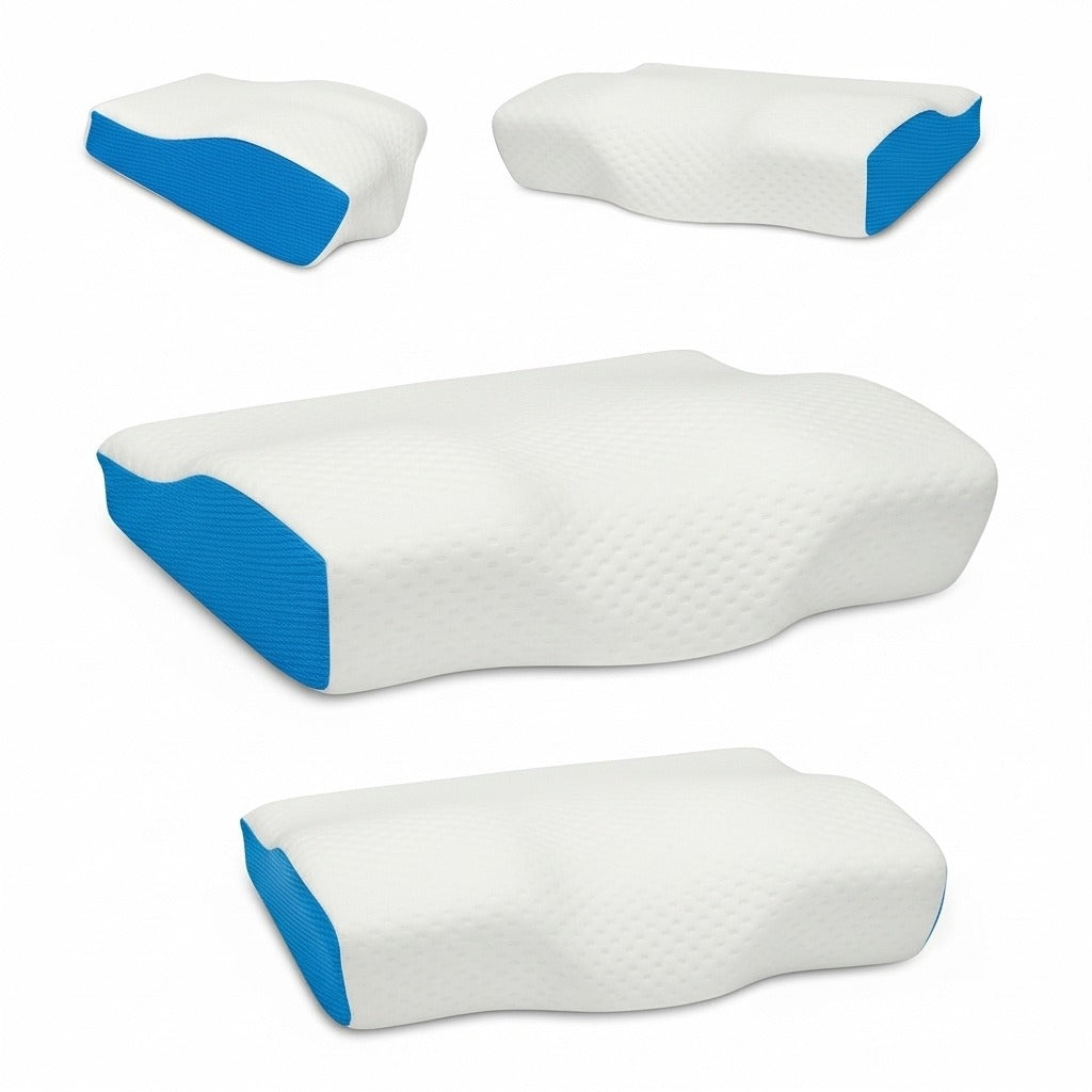 Lazer Memory Foam Cervical Neck Pillow – Orthopedic Contour Design for Neck Pain Relief & Spinal Alignment | 19x11x3.5 Inch | White Jacquard Cover