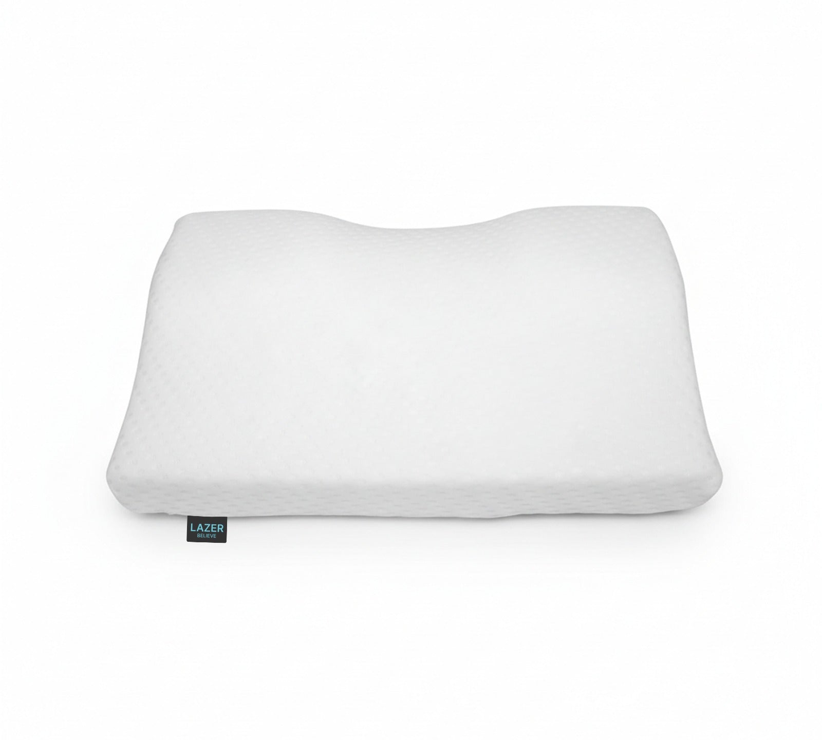 Lazer Memory Foam Cervical Neck Pillow – Orthopedic Contour Design for Neck Pain Relief & Spinal Alignment | 19x11x3.5 Inch | White Jacquard Cover