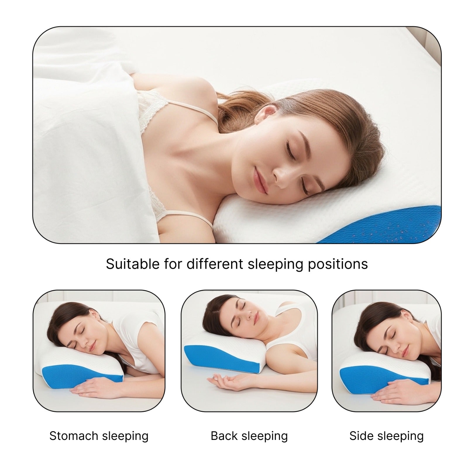 Lazer Memory Foam Cervical Neck Pillow – Orthopedic Contour Design for Neck Pain Relief & Spinal Alignment | 19x11x3.5 Inch | White Jacquard Cover