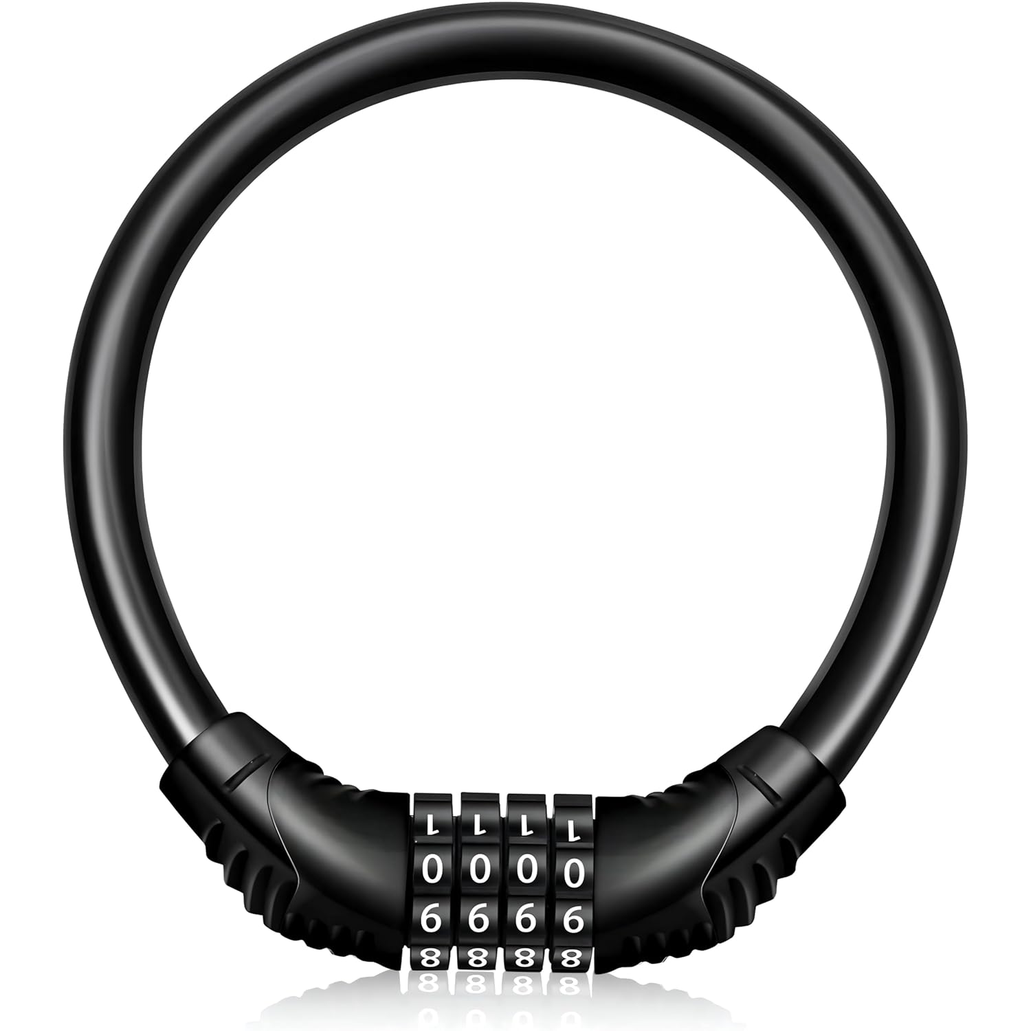 Lazer Bicycle Lock 4-Digit Code Resettable Mini Combination Password Bike Lock Without Mounting Bracket, 2 Feet 1/2 Inch (Black) Anti Theft Accessories for Mountain Bike Lock Chain [14x12x3 CM]