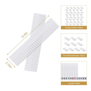 Lazer 8 Adjustable Strips Interlocking Self Assembly Plastic Drawer Divider Storage Organizer - Grid Closet Partition Strips for Home, Office, Wardrobe, Cabinet