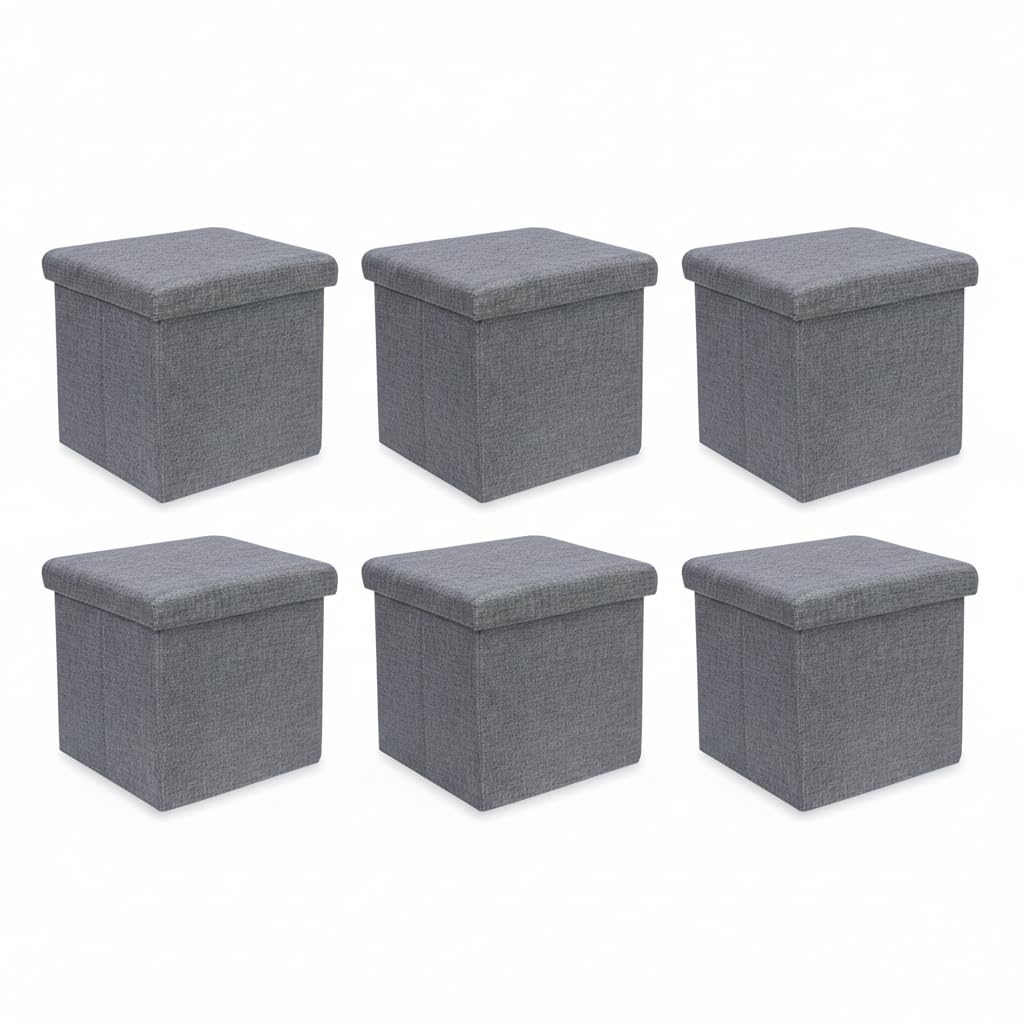 Lazer Linen Folding Organizer Ottoman Storage Bench Footrest