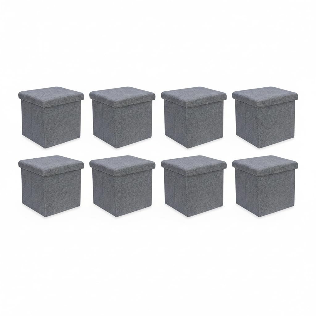 Lazer Linen Folding Organizer Ottoman Storage Bench Footrest