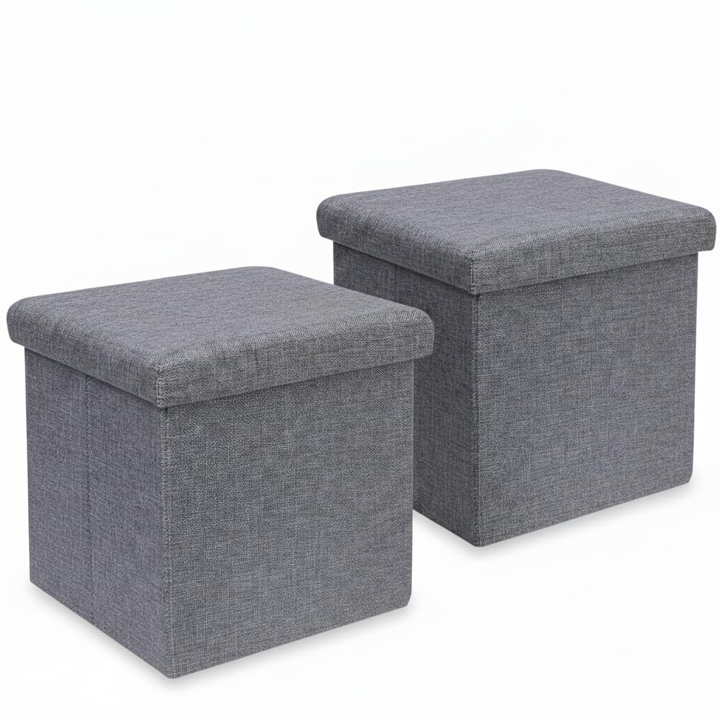 Lazer Linen Folding Organizer Ottoman Storage Bench Footrest
