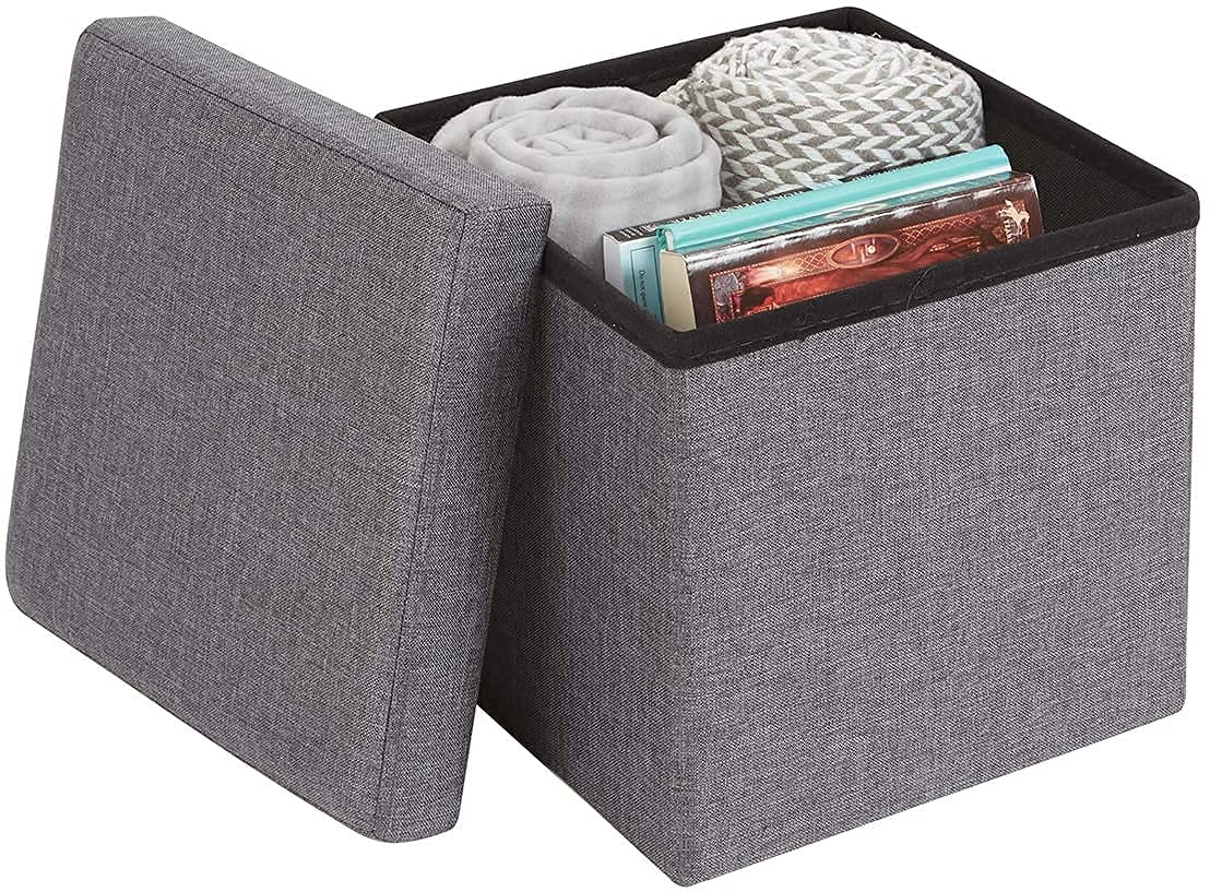 Lazer Linen Folding Organizer Ottoman Storage Bench Footrest