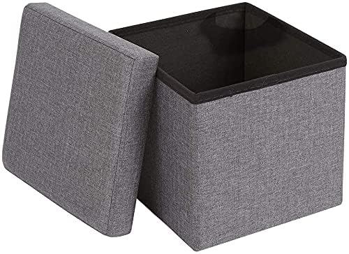 Lazer Linen Folding Organizer Ottoman Storage Bench Footrest
