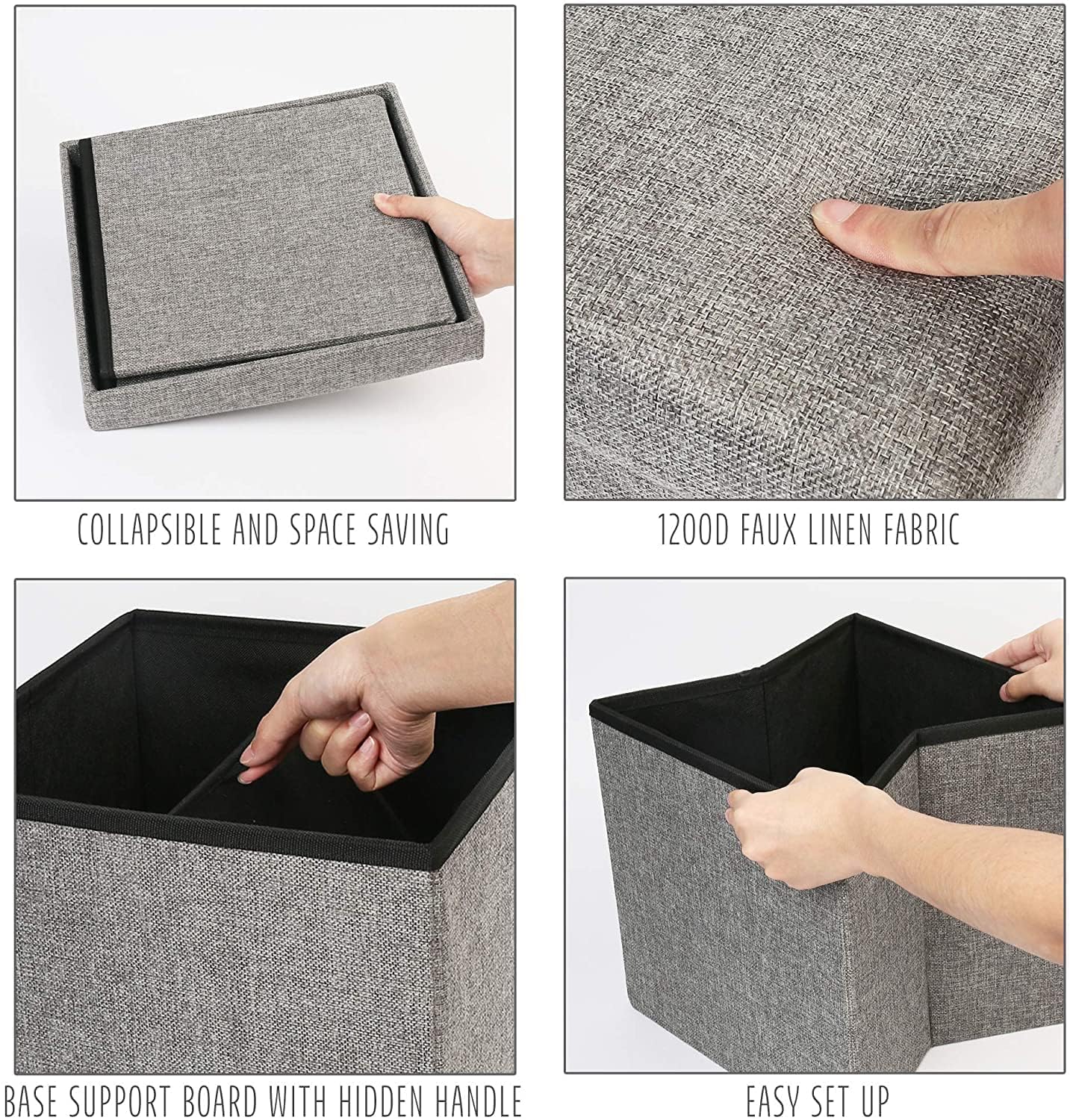 Lazer Linen Folding Organizer Ottoman Storage Bench Footrest