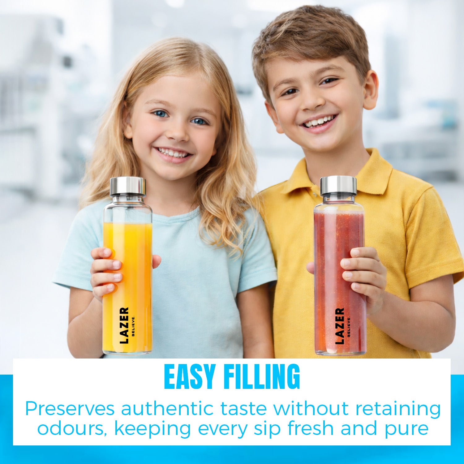 Lazer Pure Borosilicate Glass Water Bottle 500ml – BPA-Free, Eco-Friendly, Durable & Leak-Proof Transparent Bottle