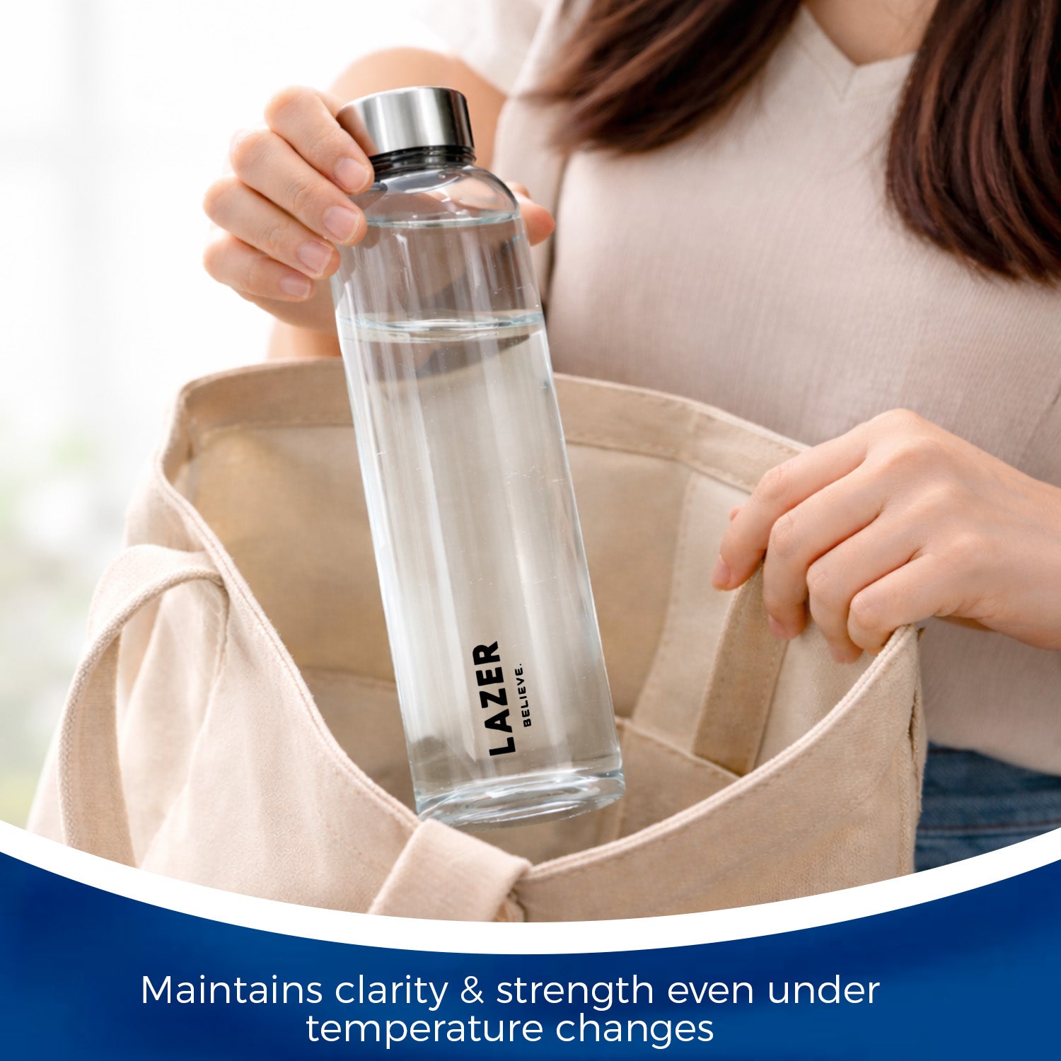 Lazer Pure Borosilicate Glass Water Bottle 750ml – BPA-Free, Eco-Friendly, Durable & Leak-Proof Transparent Bottle