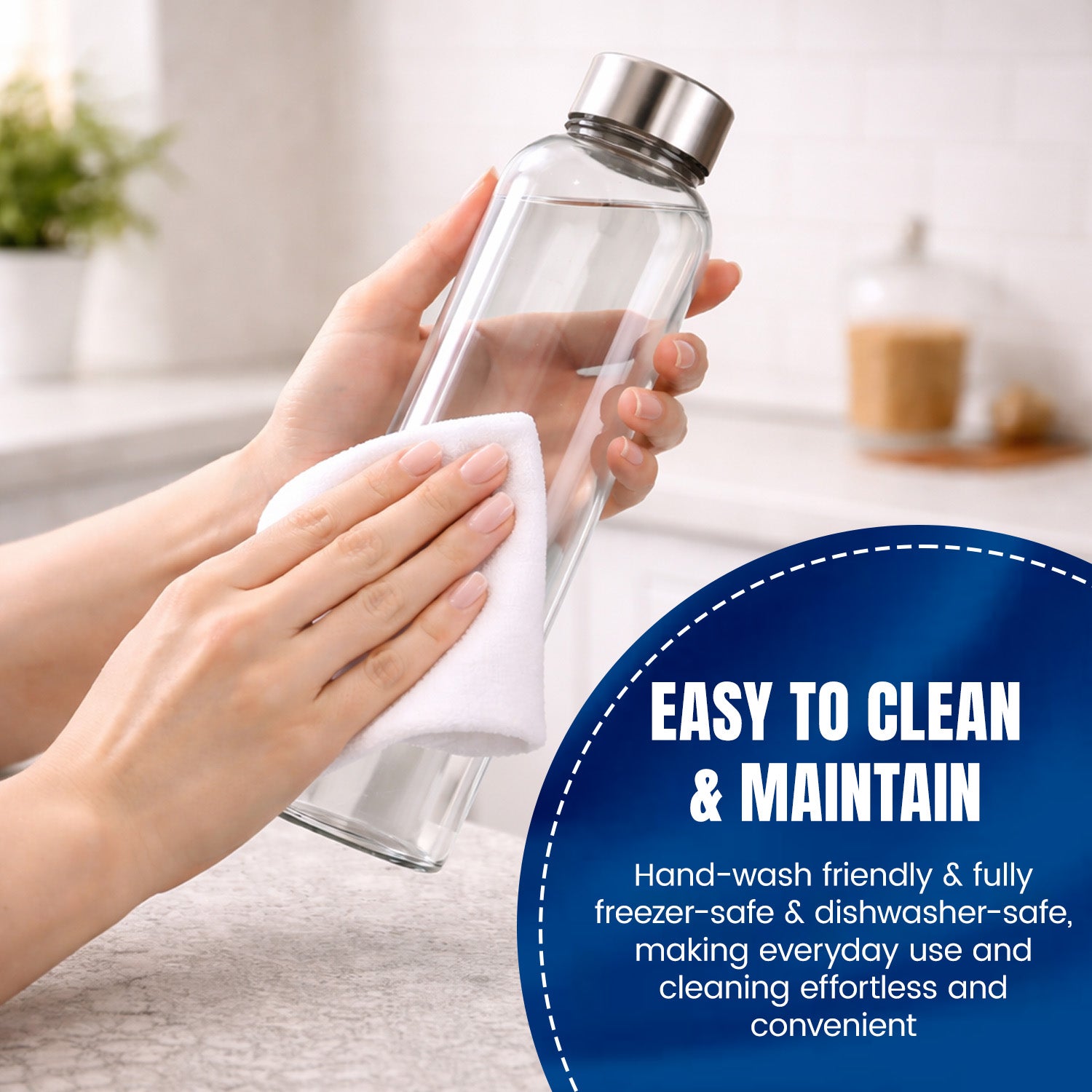 Lazer Pure Borosilicate Glass Water Bottle 750ml – BPA-Free, Eco-Friendly, Durable & Leak-Proof Transparent Bottle