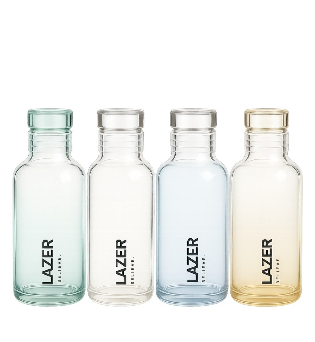 Lazer Borosilicate Glass Water Bottle (Multicolour)