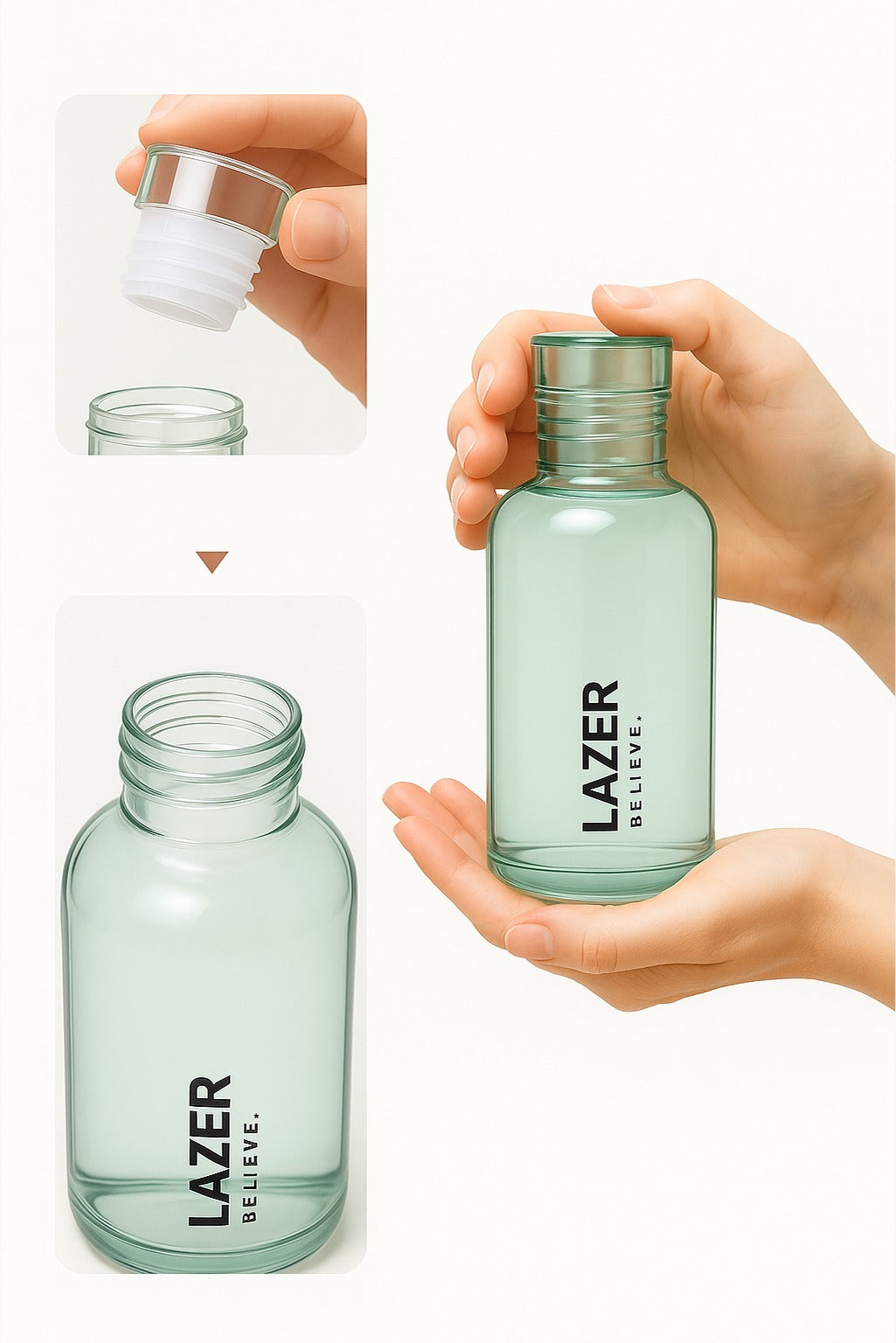 Lazer Borosilicate Glass Water Bottle (Multicolour)