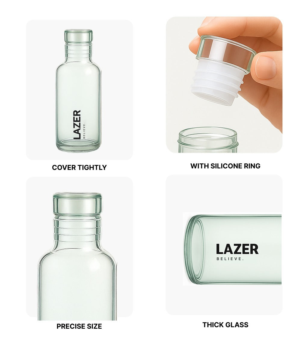 Lazer Borosilicate Glass Water Bottle (Multicolour)