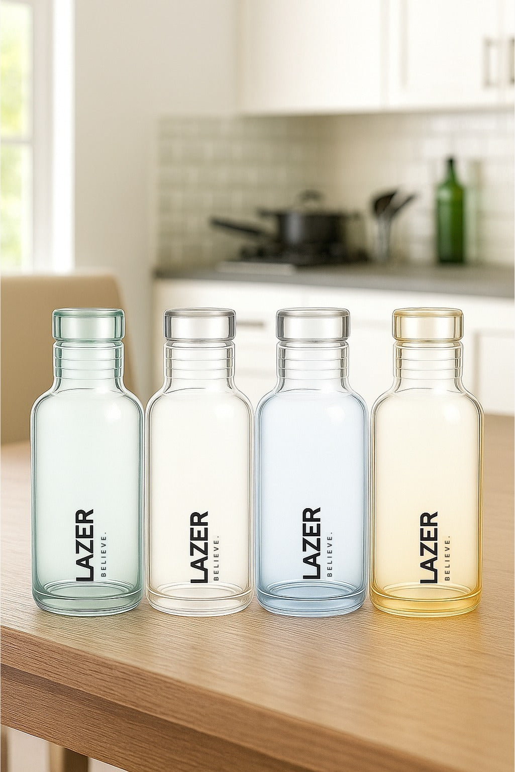 Lazer Borosilicate Glass Water Bottle (Multicolour)
