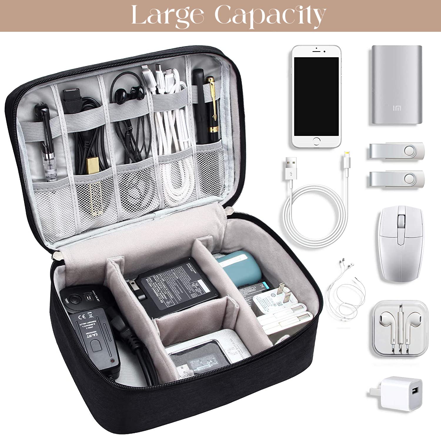 Lazer Polyester Electronics Accessories Organizer Bag