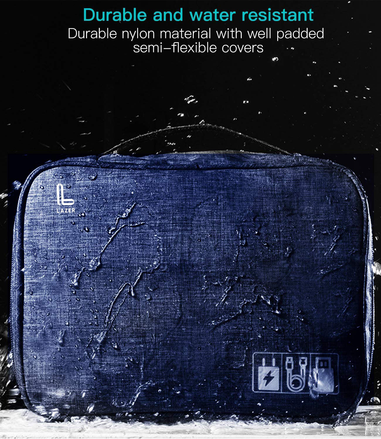 Lazer Polyester Electronics Accessories Organizer Bag