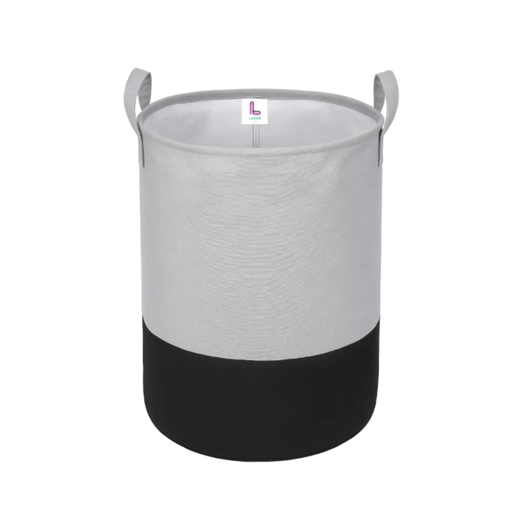 Lazer Large Foldable Round Laundry Bag – 45L Waterproof Non-Woven Storage Basket for Clothes & Toys (Grey)