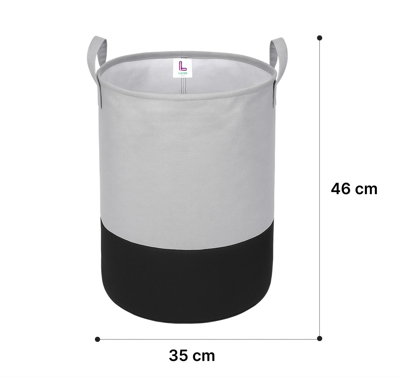 Lazer Large Foldable Round Laundry Bag – 45L Waterproof Non-Woven Storage Basket for Clothes & Toys (Grey)