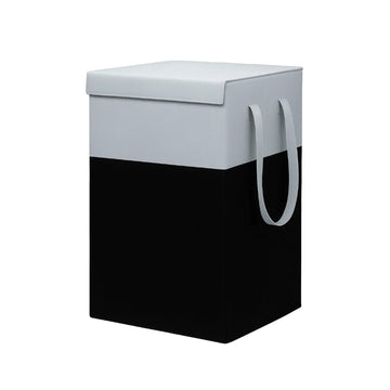 Lazer 75L Foldable Laundry Basket with Lid & Handles | Non-Woven Fabric, Rectangular Large Storage Bag for Clothes | Freestanding Organizer for Bedroom/Dorm (36×36×53 cm, Black)