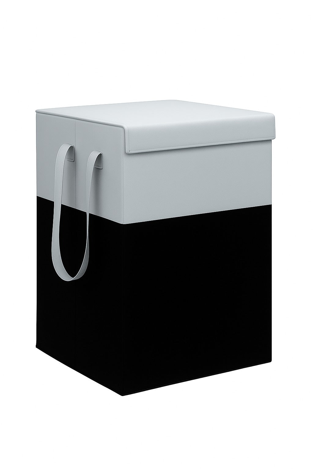 Lazer 75L Foldable Laundry Basket with Lid & Handles | Non-Woven Fabric, Rectangular Large Storage Bag for Clothes | Freestanding Organizer for Bedroom/Dorm (36×36×53 cm, Black)