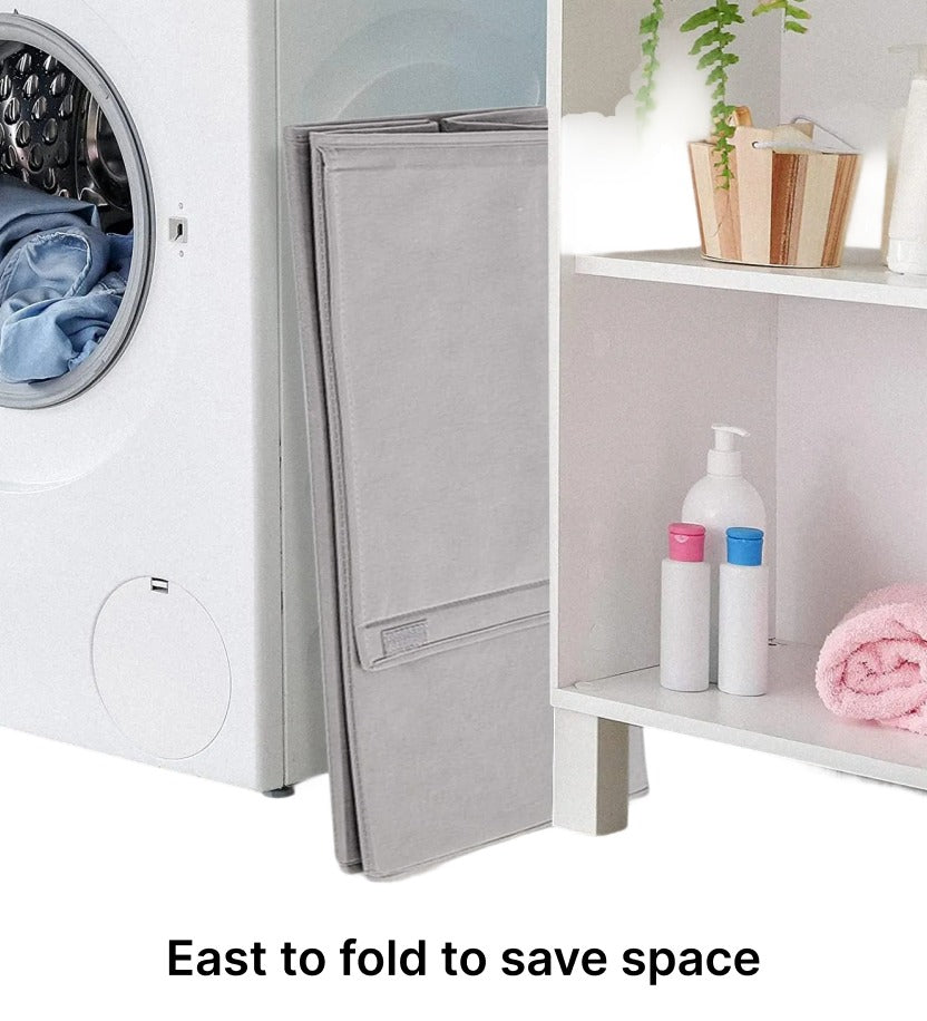 Lazer 75L Foldable Laundry Basket with Lid & Handles | Non-Woven Fabric, Rectangular Large Storage Bag for Clothes | Freestanding Organizer for Bedroom/Dorm (36×36×53 cm, Black)