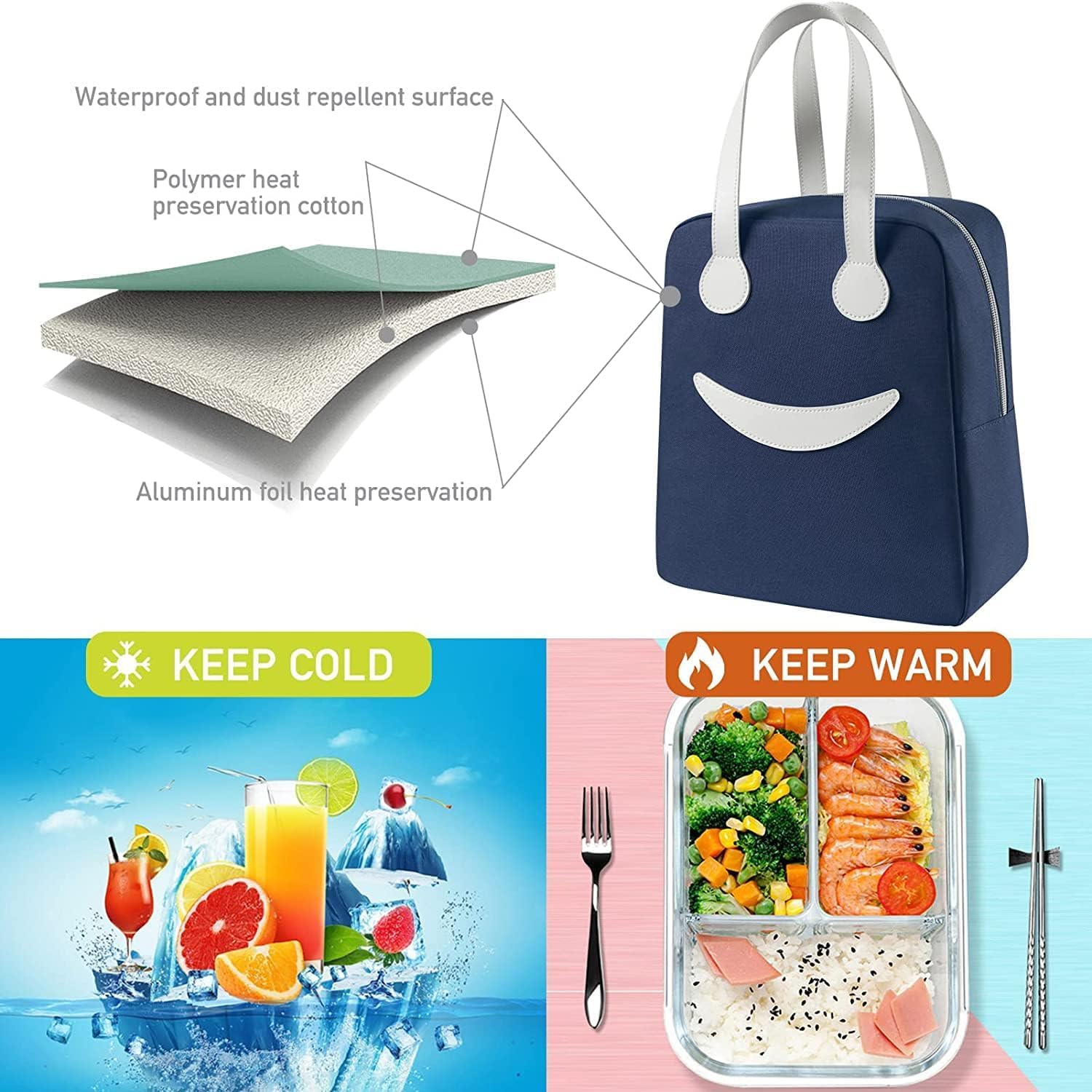 Lazer Polyester Smiley Face Lunch Bag (8.5 ltrs)