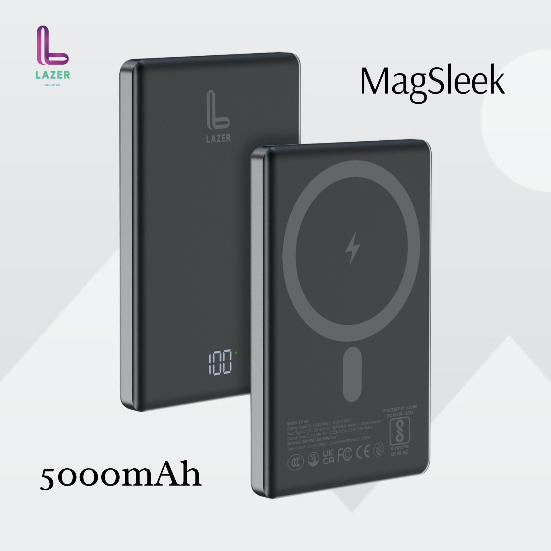 Lazer MagSleek 20W 5000 mAh Power Bank