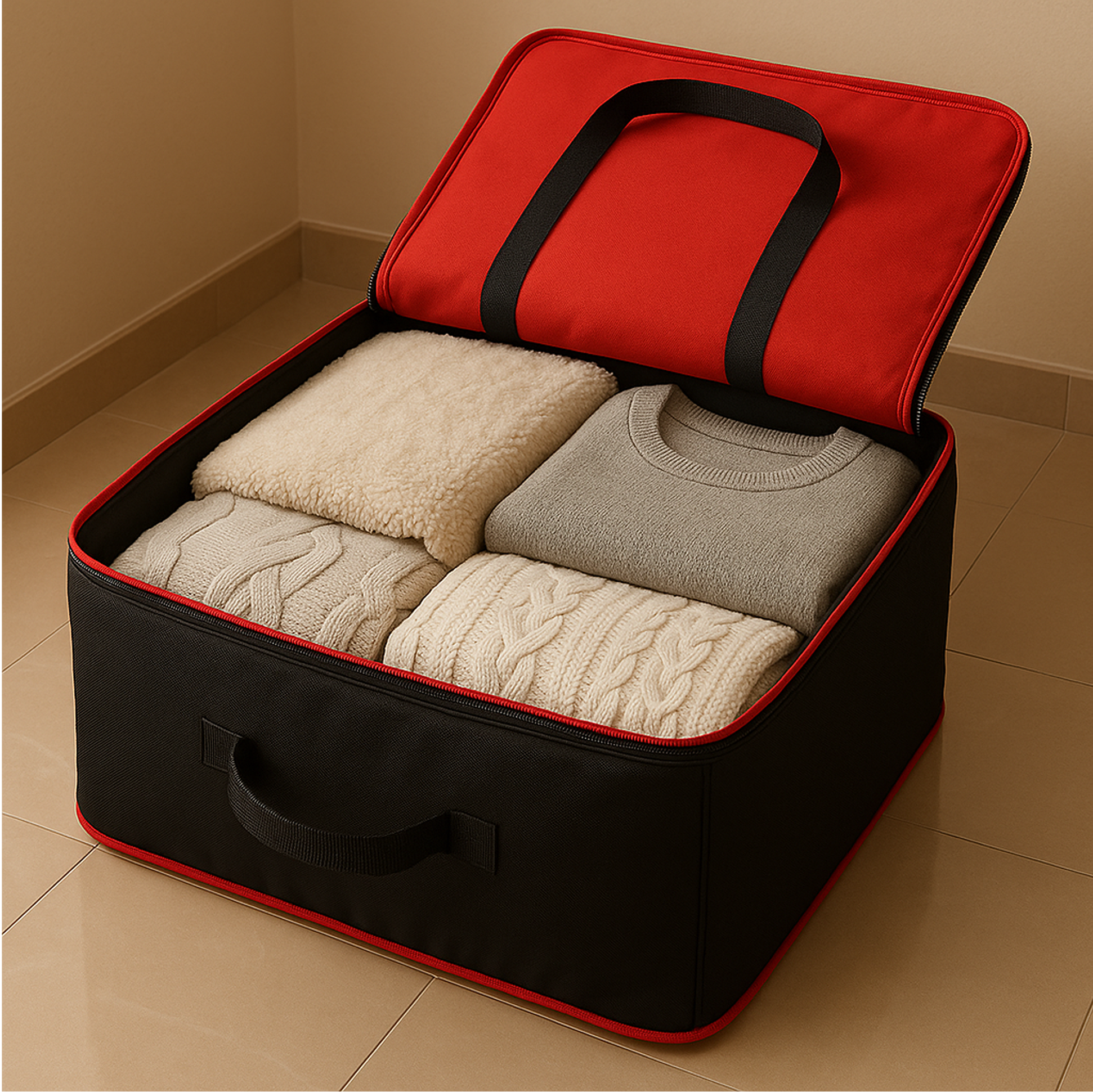 Lazer Large Moisture Proof Nylon Large Size Organizer with Zippered Closure Underbed Storage Bags For Clothes (54 x 46 x 28 cm)