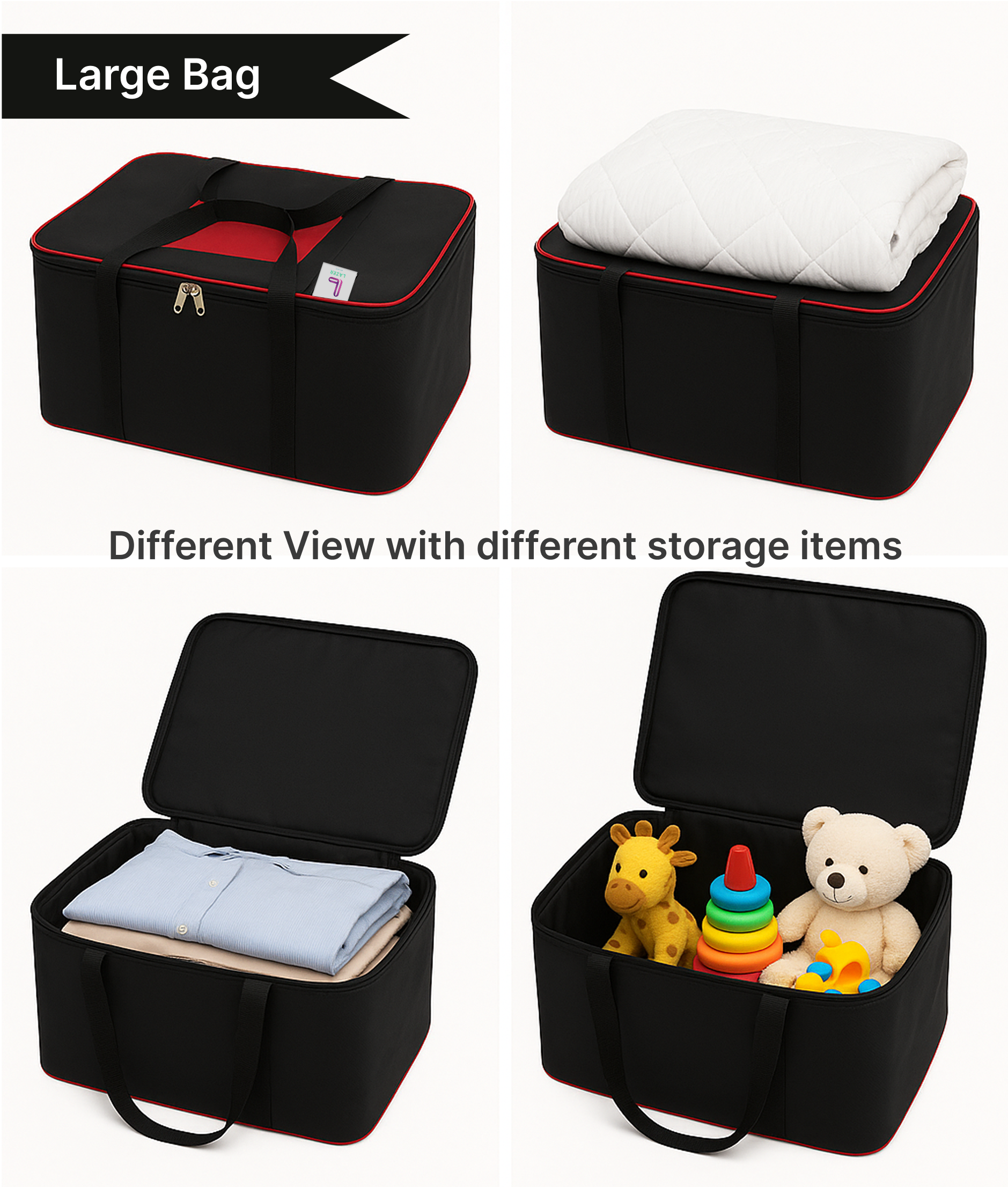 Lazer Large Moisture Proof Nylon Large Size Organizer with Zippered Closure Underbed Storage Bags For Clothes (54 x 46 x 28 cm)