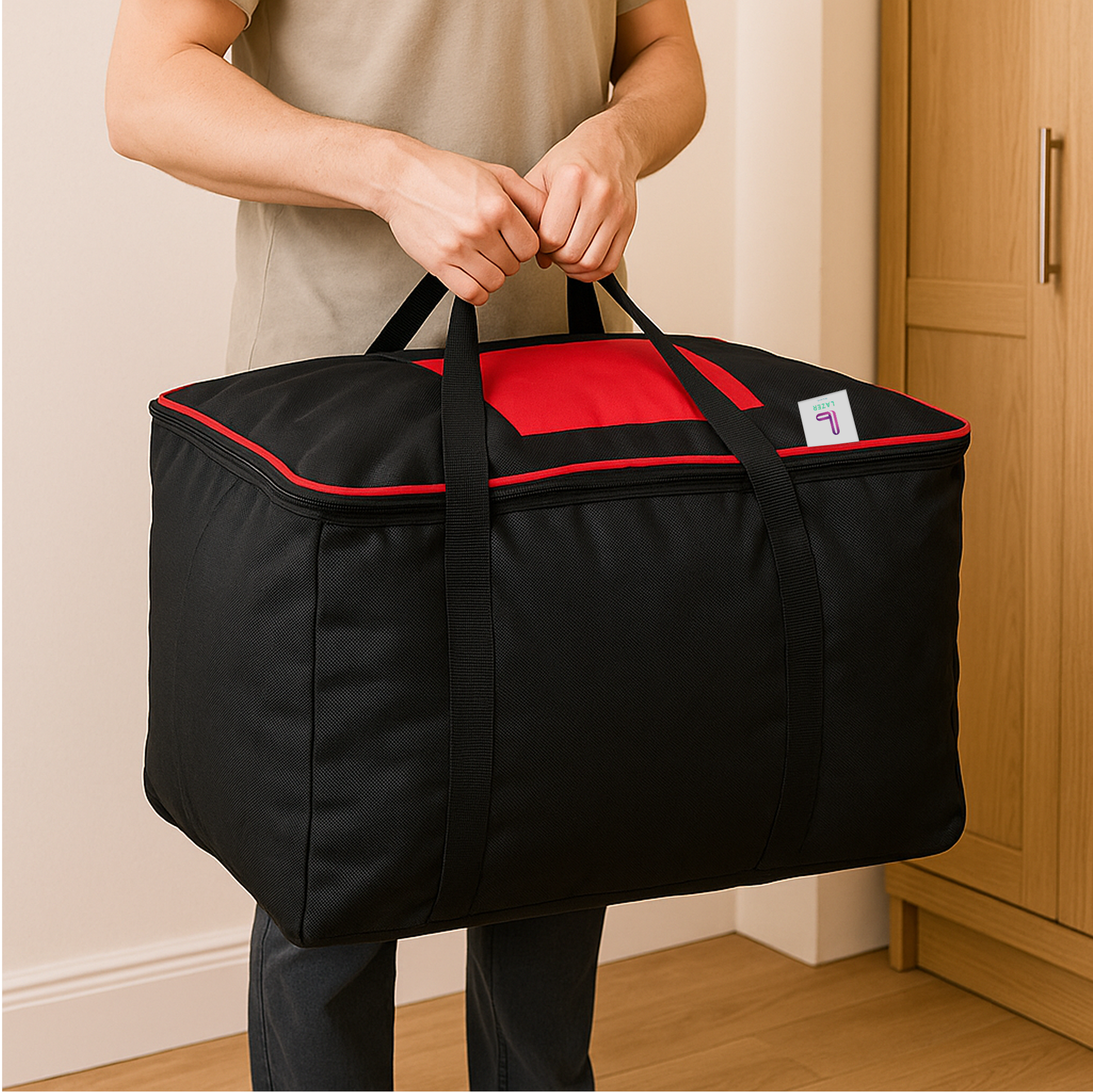 Lazer Large Moisture Proof Nylon Large Size Organizer with Zippered Closure Underbed Storage Bags For Clothes (54 x 46 x 28 cm)