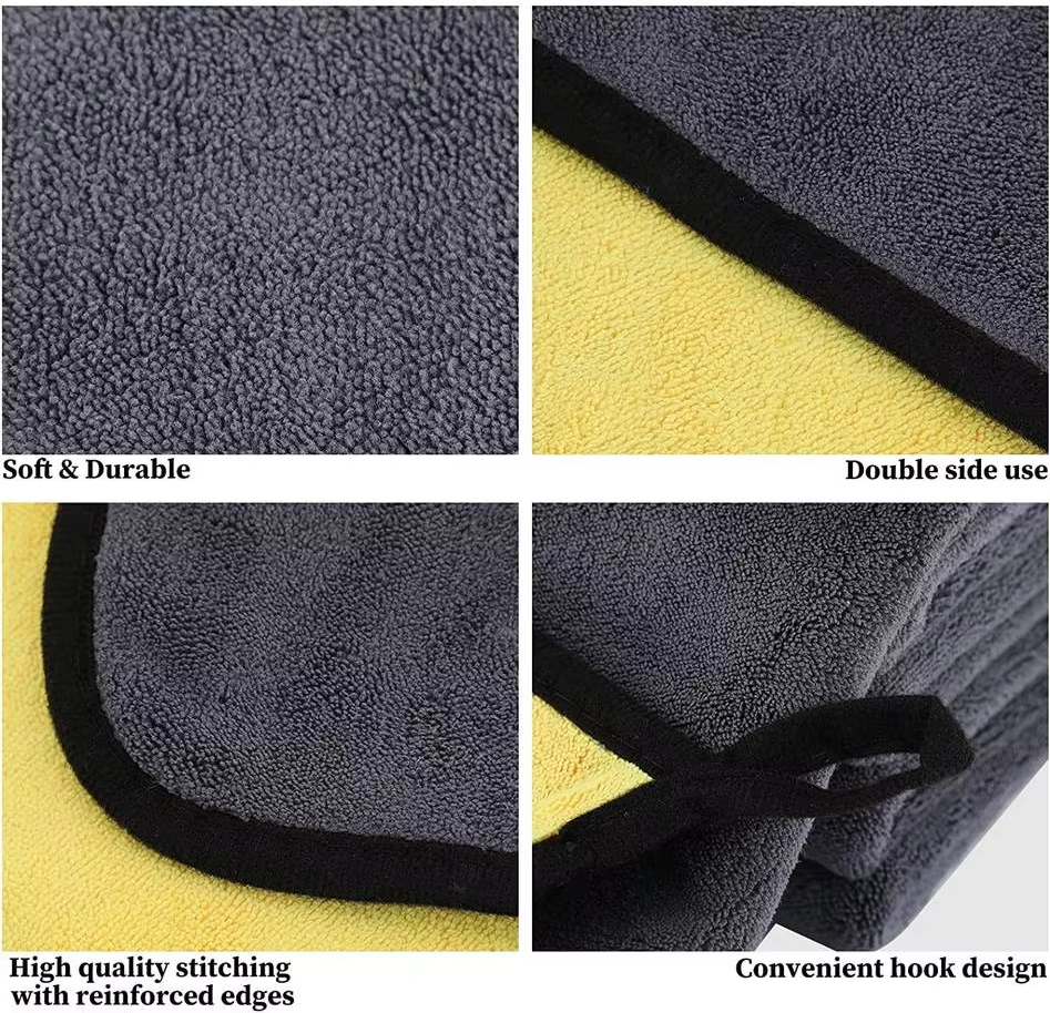 Lazer Heavy Microfiber Car Cleaning Cloth - 400 GSM, Double-Sided, Ultra Plush & Lint-Free (Blue, Yellow, Green) - 40 x 40 cm