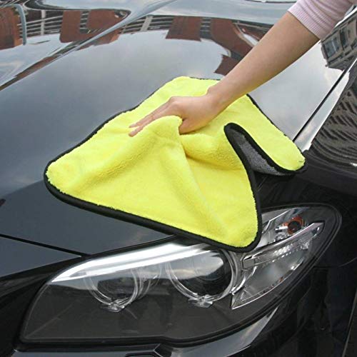 Lazer Heavy Microfiber Car Cleaning Cloth - 400 GSM, Double-Sided, Ultra Plush & Lint-Free (Blue, Yellow, Green) - 40 x 40 cm