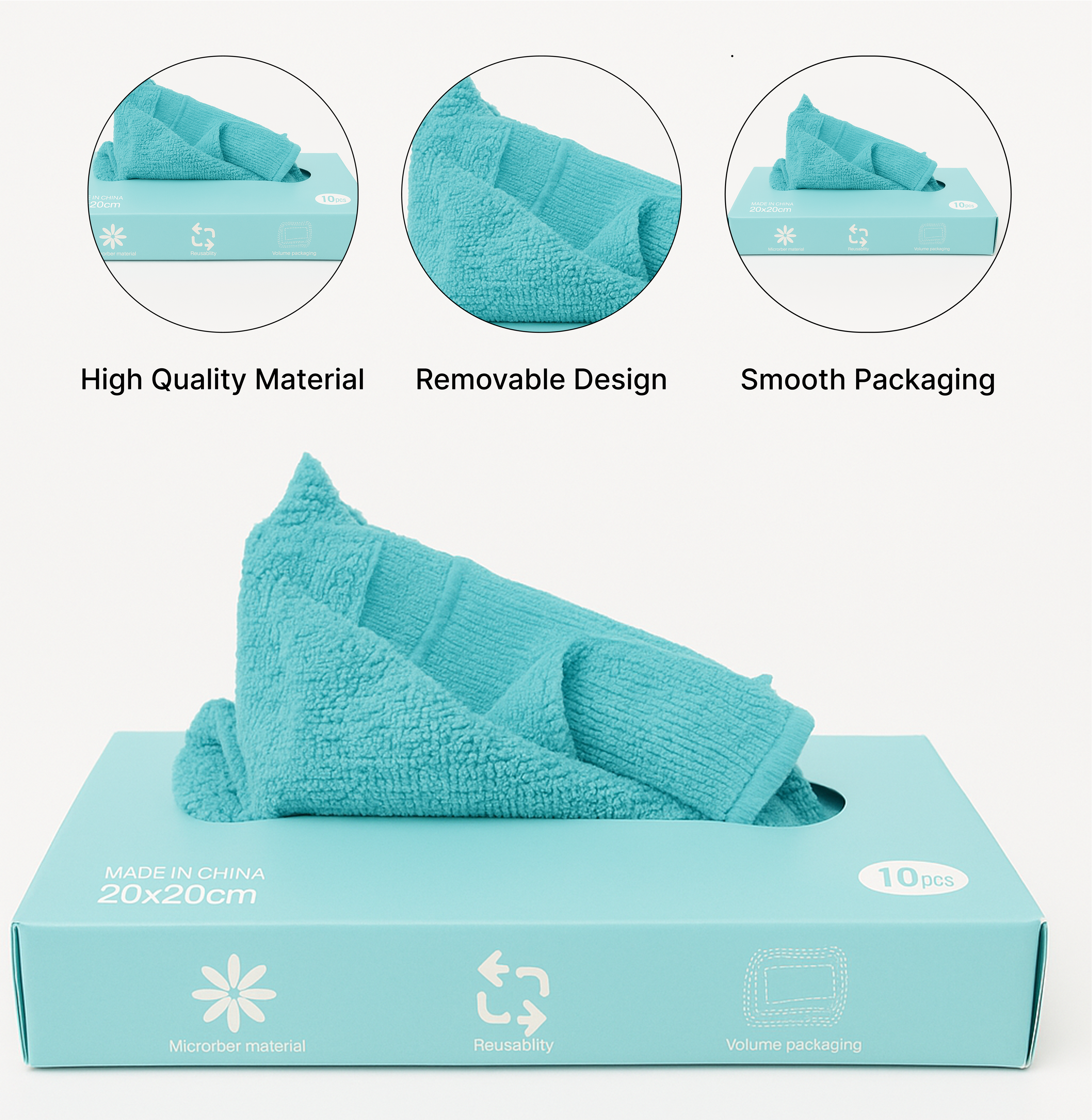 Lazer Microfiber Cleaning Cloths – Super Soft, Lint-Free & Reusable | 20 x 20 cm, 340 GSM, Sky Blue