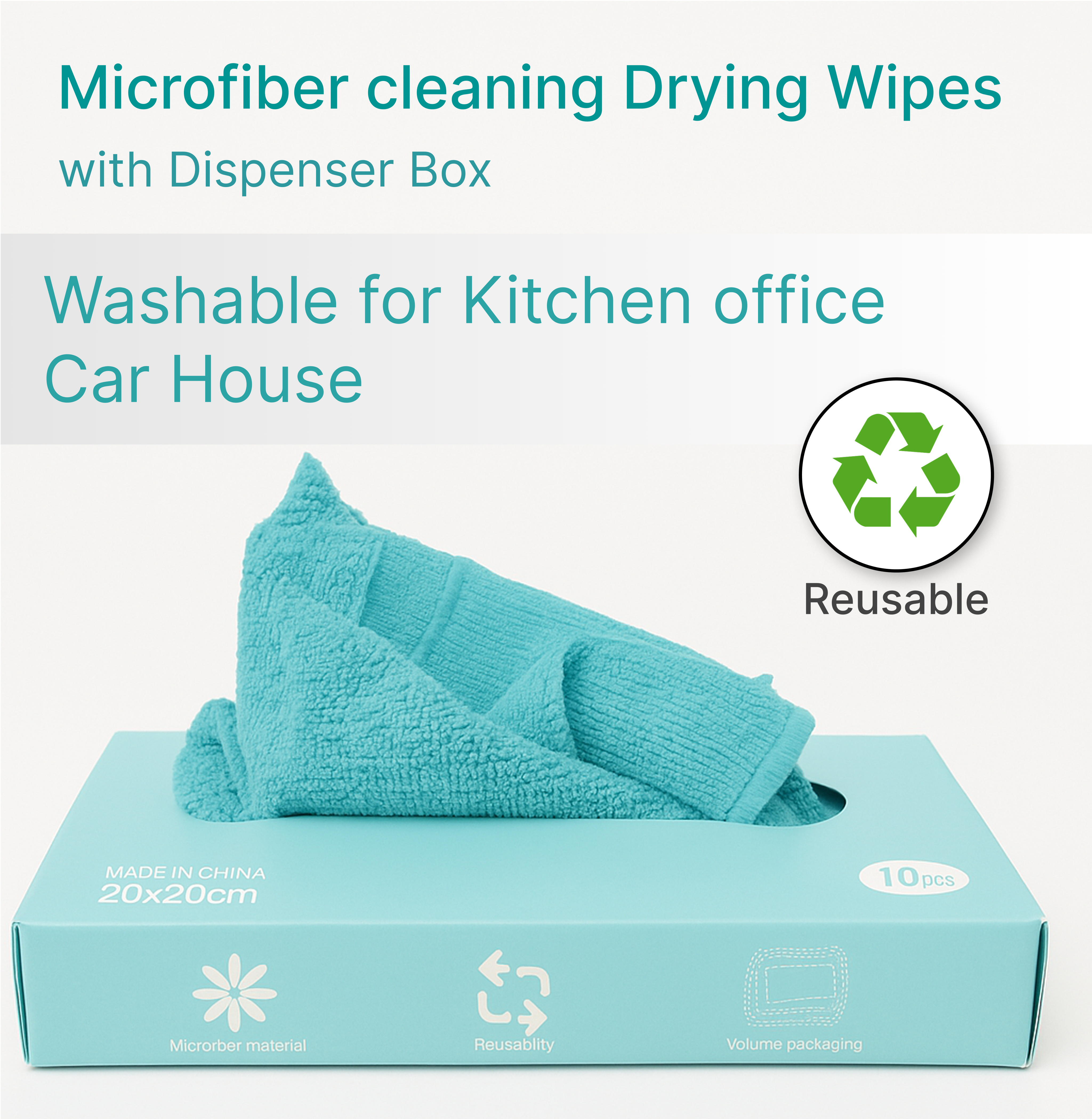 Lazer Microfiber Cleaning Cloths – Super Soft, Lint-Free & Reusable | 20 x 20 cm, 340 GSM, Sky Blue