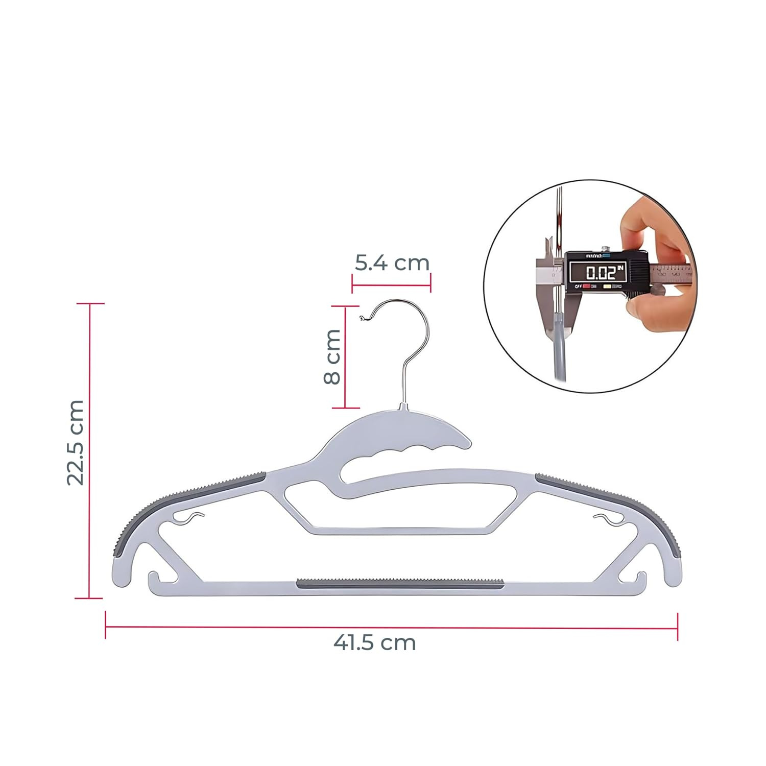 Lazer Clothes Hangers (Pack of 6) with Non-Slip Pads, Space Saving, 6 mm Thickness, Super Lightweight Organizer, Clothes Hanger for Wardrobe, Clothing Hanging